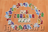 Компоненты игры: 63 карты хамелеонов 7-ми цветов, 10 карт +2, 3 джокера, 5 карт подсчета очков, 5 коричневых и 3 зеленых карты начала ряда, карта последнего раунда