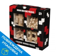 Набор из 4 головоломок Зарядка для мозга (код 0945, 4 x Wood Set) с поврежденной упаковкой