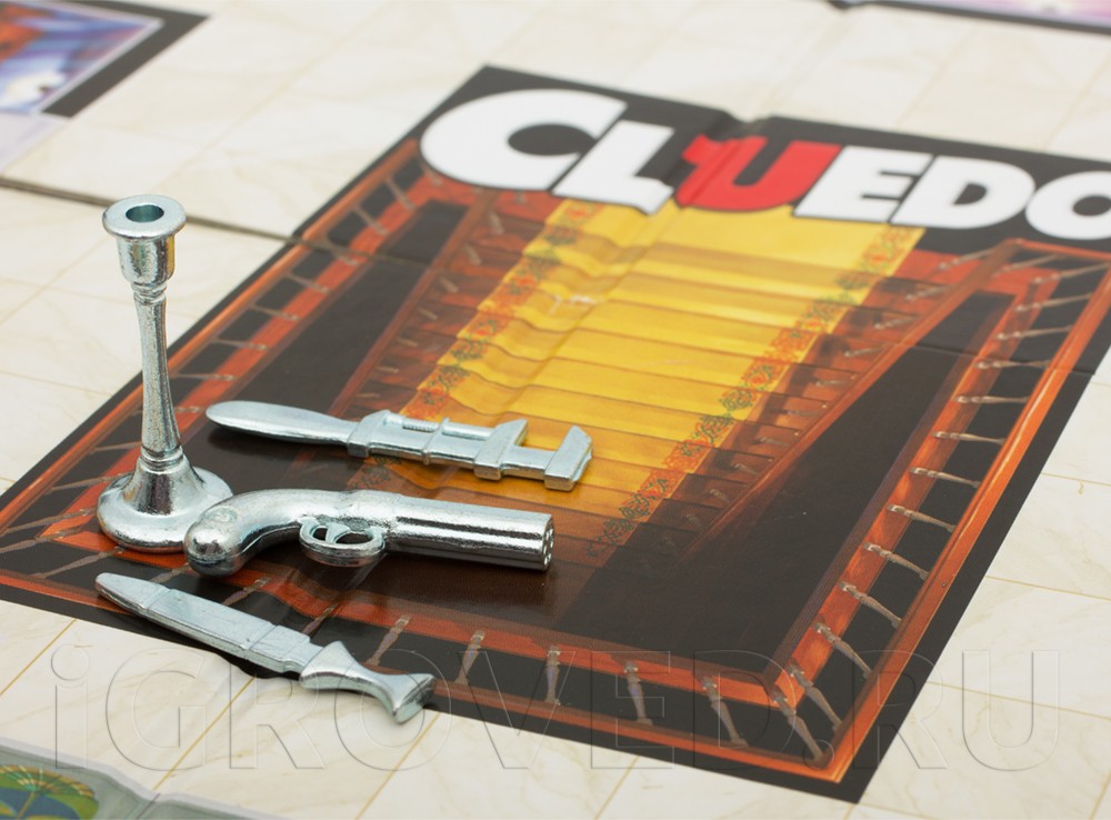 Компоненты настольной игры Клюедо (Cluedo)