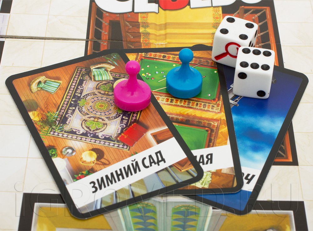 Компоненты настольной игры Клюедо (Cluedo)