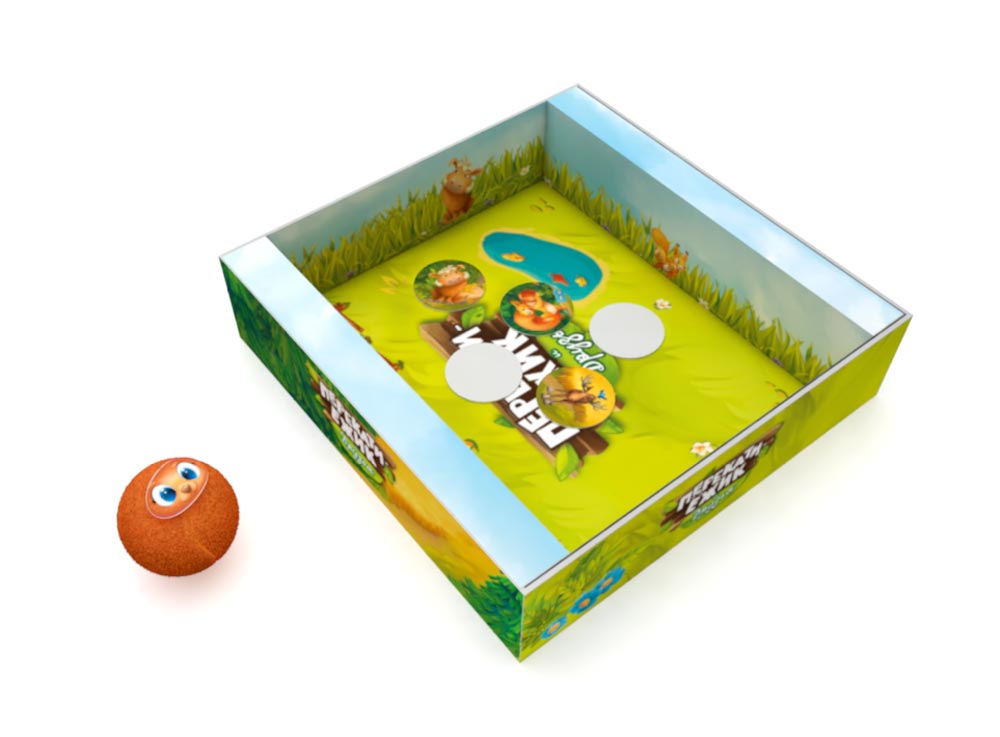 Коробка и мохнатый мячик настольной игры Перекати-ёжик 2