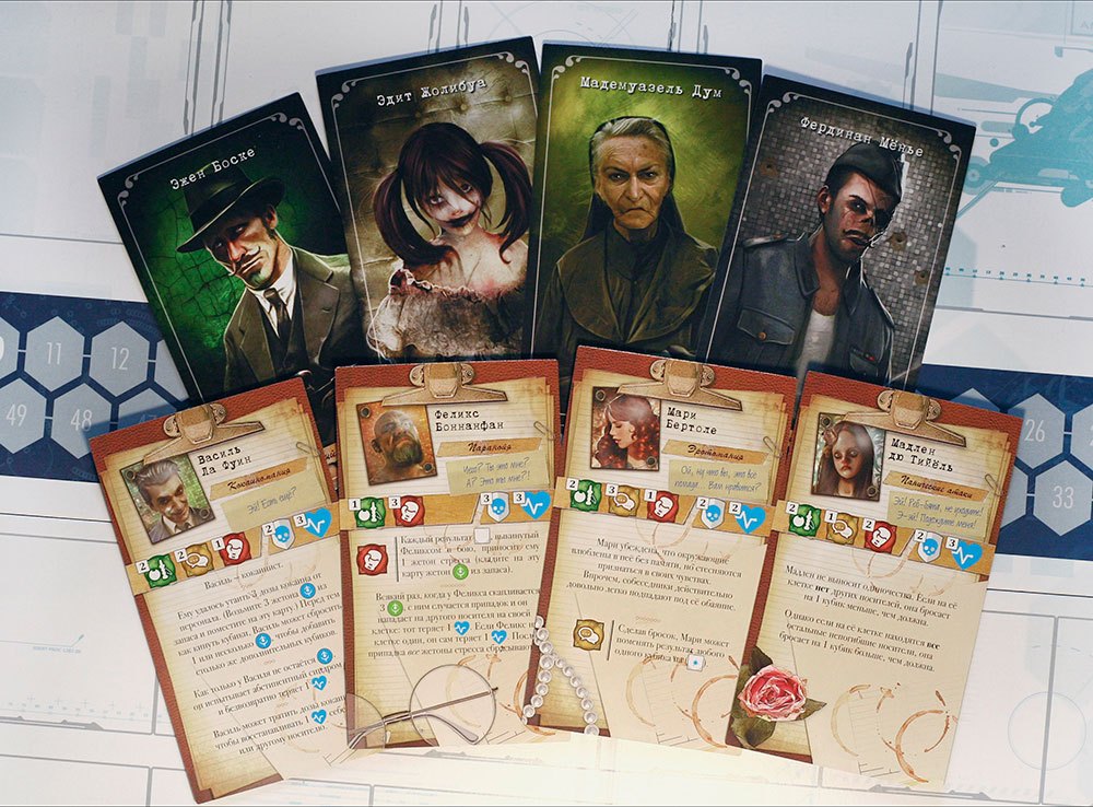 Компоненты настольной игры Агентство Время (T.I.M.E Stories)