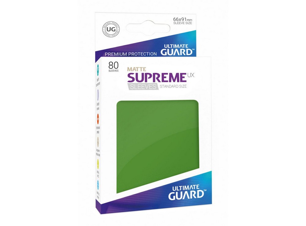 Протекторы Ultimate Guard, матовые зелёные (Supreme UX Sleeves Standard Size Matte Green)