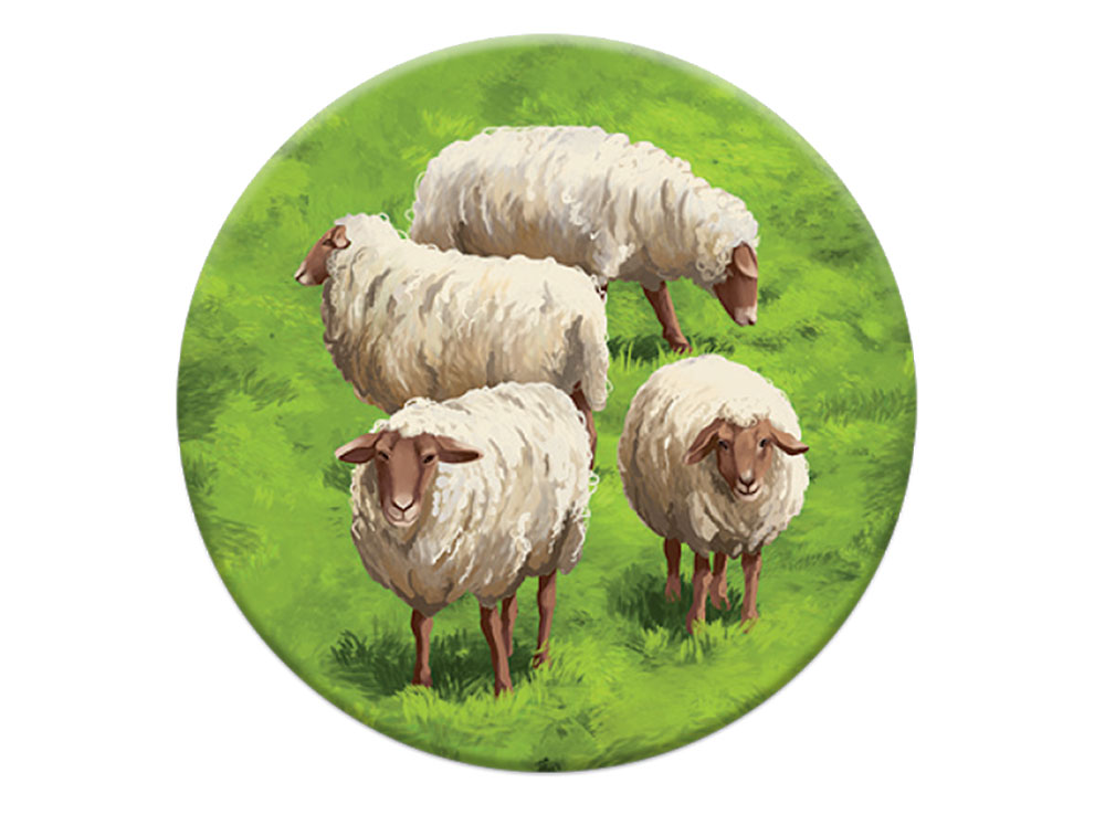 Компоненты настольной игры Каркассон: Холмы и Овцы