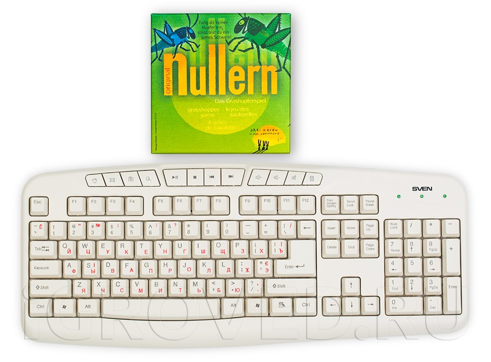 Коробка настольной игры Нуллерн (Nullern) в сравнении с клавиатурой