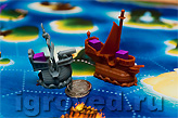 Пиратский корабль, атакуя торговое судно, грабит его на единицу товара и приносит игроку два дублона