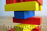 Настольная игра Башня (с цветными брусками, кубиком, бамбук)