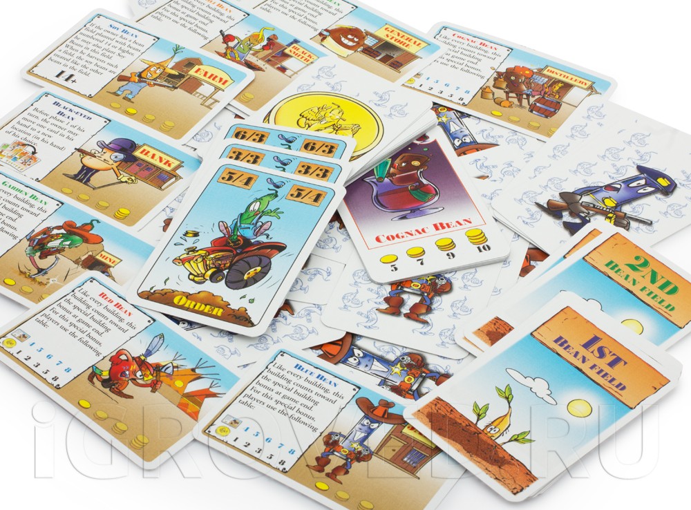 Компоненты настольной игры Бонанза: на Диком Западе (дополнение)