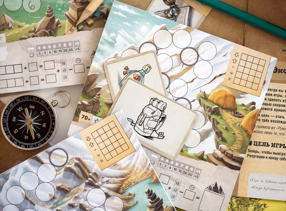 Компоненты настольной игры Трек 12: Гималаи