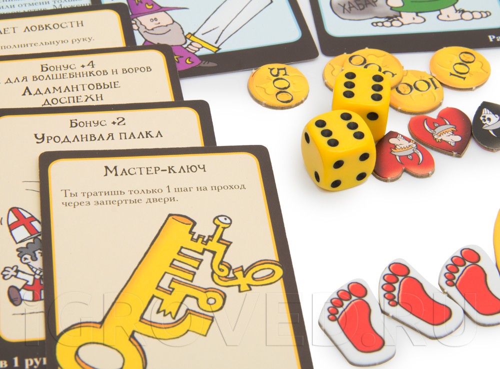 Компоненты настольной игры Манчкин Квест