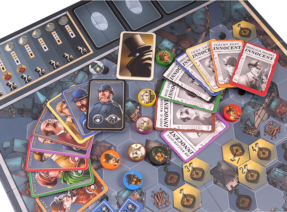 Компоненты  настольной игрой Мистер Джек в Лондоне (Mr Jack)