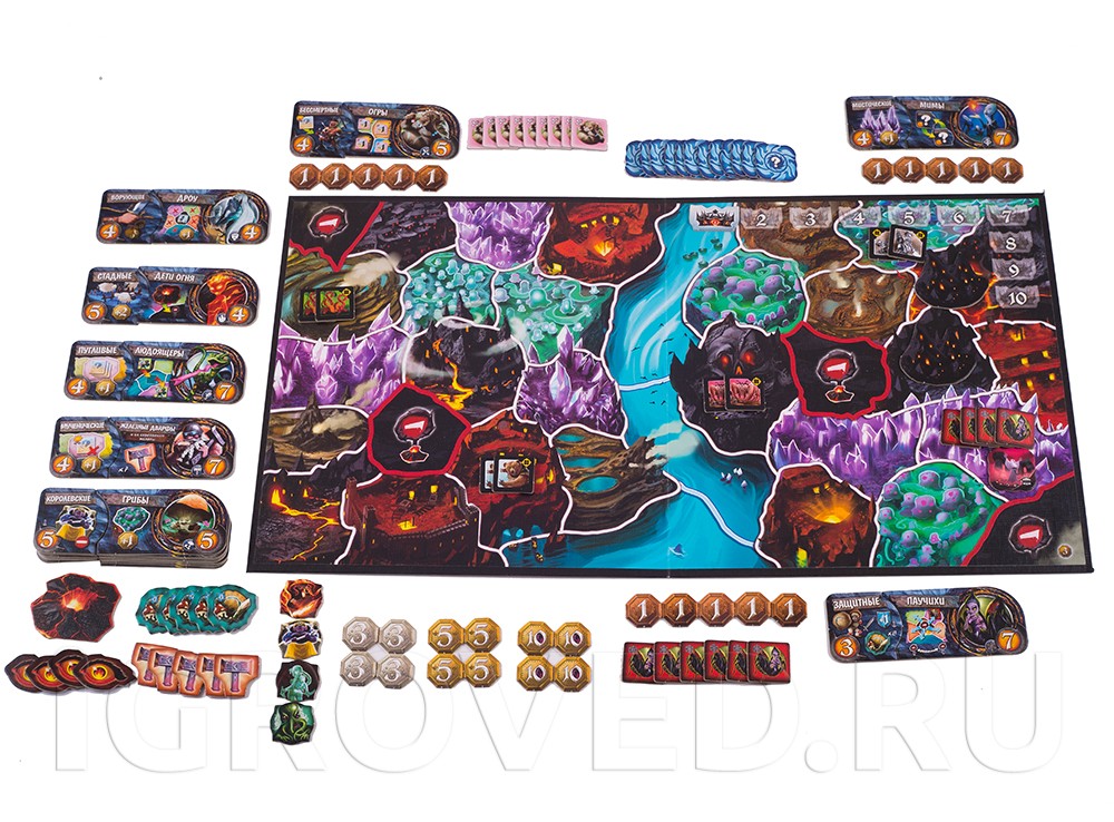 Настольная игра Подземный Мир (Small world: Underground, русское издание) компоненты