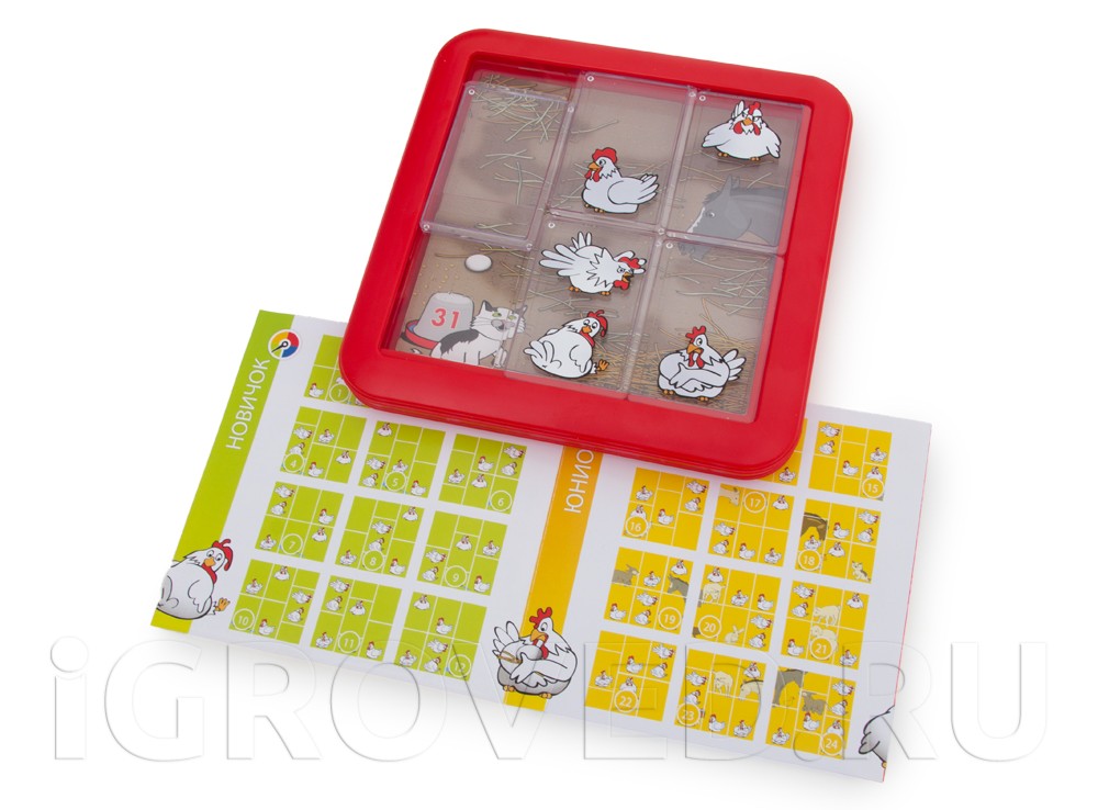 Настольная игра-головоломка Курочки-наседки напоминает пятнашки