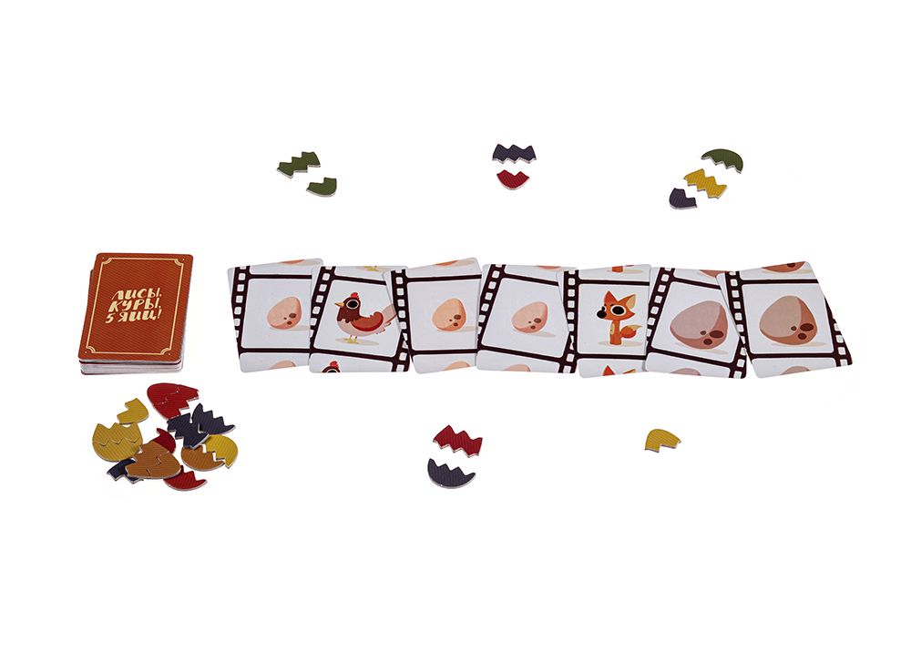 Компоненты настольной игры Лисы, куры, 5 яиц!